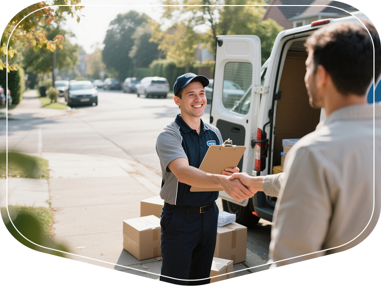 CrownPoint staff handing over a delivery
